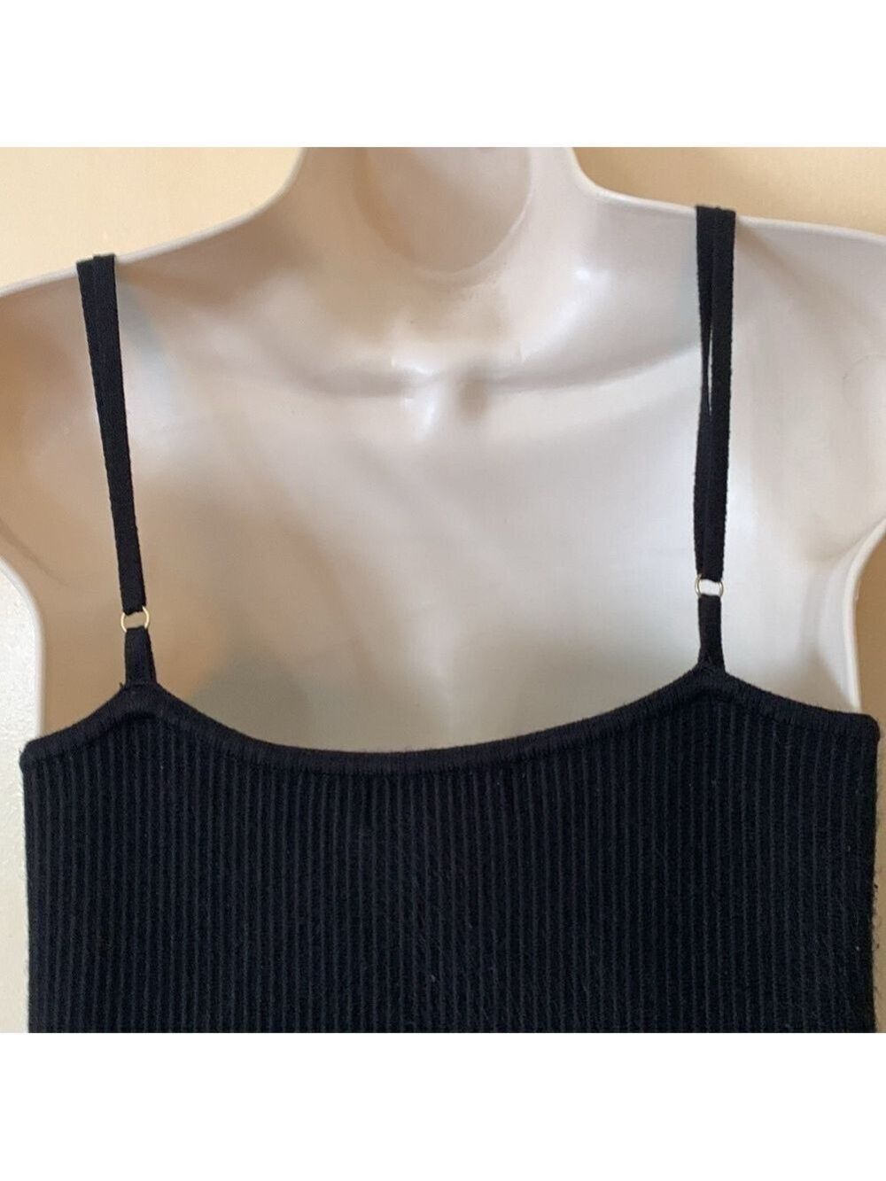 House of Harlow black ribbed knit spaghetti strap dress size S - Picture 3 of 8